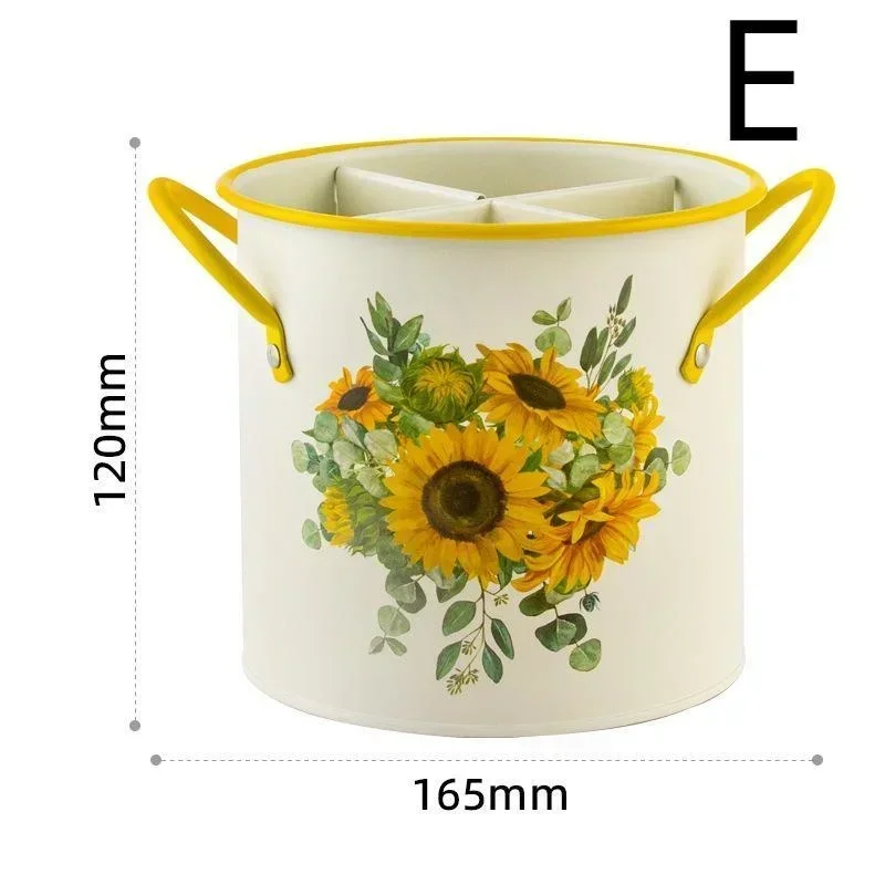 Seau de rangement de vaisselle rétro, égouttoir avec séparateur, boîte de rangement de couteaux et fourchettes de cuisine, décoration de la maison pour outils de cuisine: GRIS FONCÉ