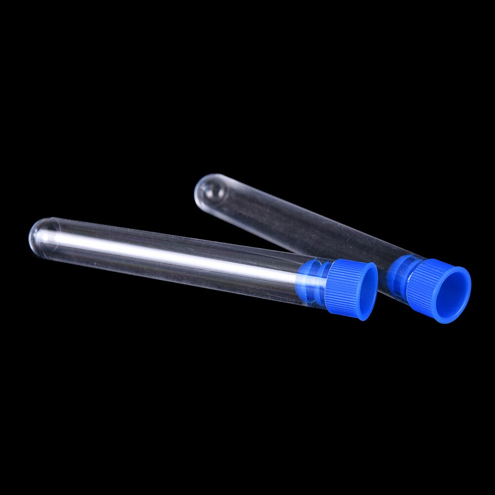 10 pièces Tubes à essai en plastique transparent Tube à essai en plastique dur avec bouchon d'aile pour fournitures de chimie scolaire de bureau 15x100mm