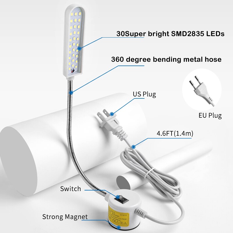 Magnet lampe SMD2835 30LEDS Multifunktionale flexibel Arbeit Lampe Mit Magneten Industrielle Lichter Für Drehmaschinen NäHenne Maschine Lichter