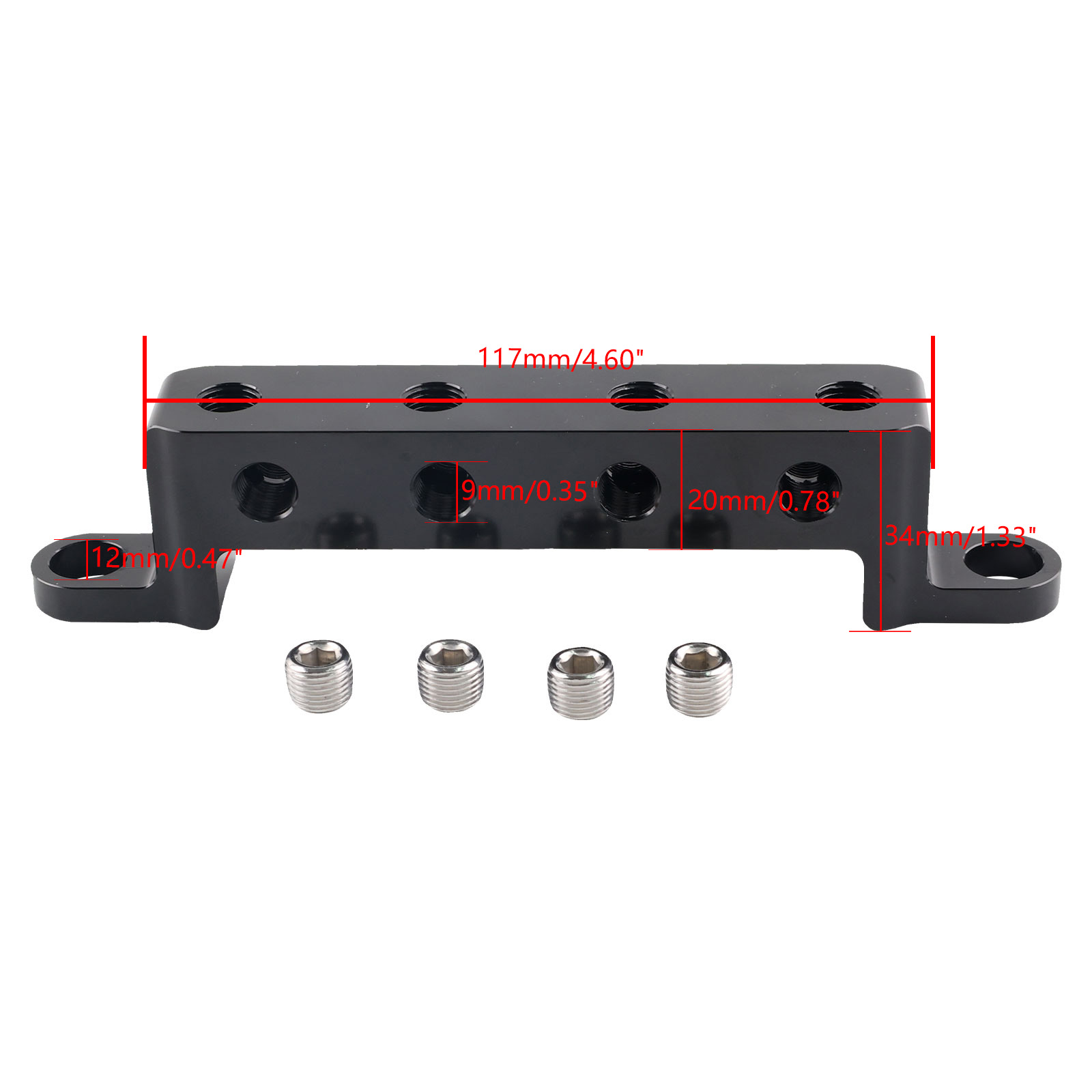 Engine Parts 4 Port Billet Remote Sensor Block 6061 Aluminum Black Anodized