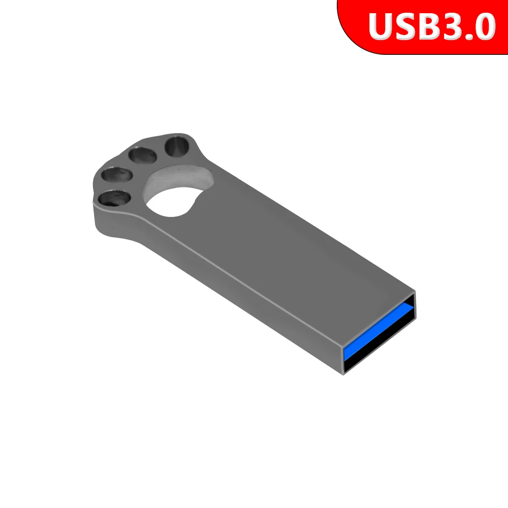 Pendrive USB 3.0 Metalowy - 8GB do 128GB - Uroczy Design Łapki Kota - Pamięć: Czarny / 128 GB