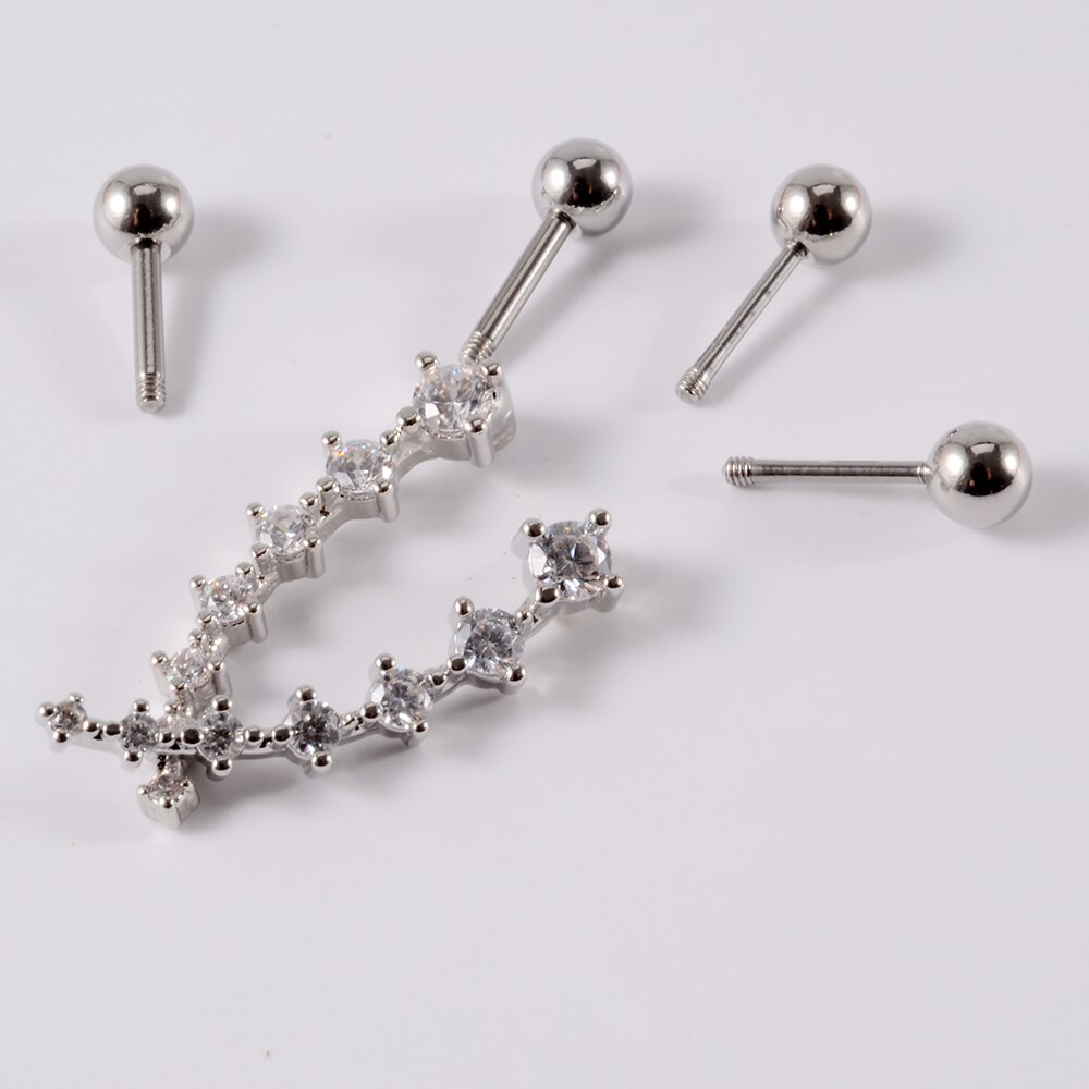 1 pz acciaio inossidabile Cz orecchio Tragus cartilagine orecchini cristallo trasparente fiore lobo elica orecchino bilanciere piercing gioielli per il corpo 20G