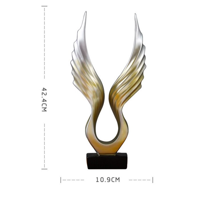 Moderne Abstracte Vleugels Veer Standbeeld Desktop Hars Vleugels Ambachten Sculptuur Home Decor Vleugels Beeldje Artware: tian shi zhi yi
