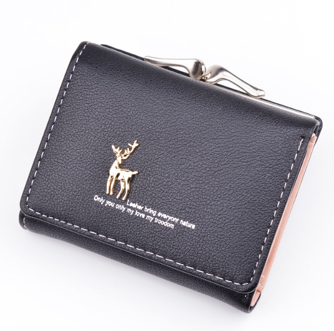 Cartoon Leather Women Purse Pocket Ladies Clutch Wallet Women Short Card Holder Cute Girls Deer Wallet Cartera Mujer