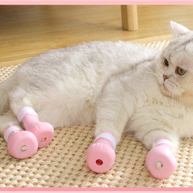 Funda de baño antimordedura para zapatos de gato, Protector de patas para mascotas, antiarañazos, ajustable