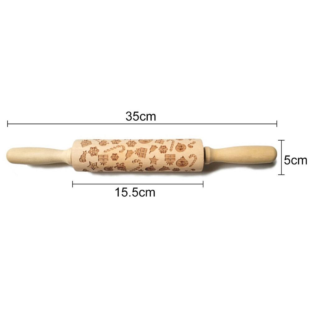 3D Christmas Rolling Pin Wooden 29 Patterns Embossed Imprinted Patterned Cookie Made Roll Pin Bakery Baking Pastry Tools: O