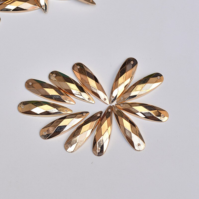 Junao 8*28 Mm Big Size Naaien Gouden Teardrop Rhinestone Applique Plaksteen Acryl Strass Genaaid Crystal Stenen Voor Handwerken ambachten