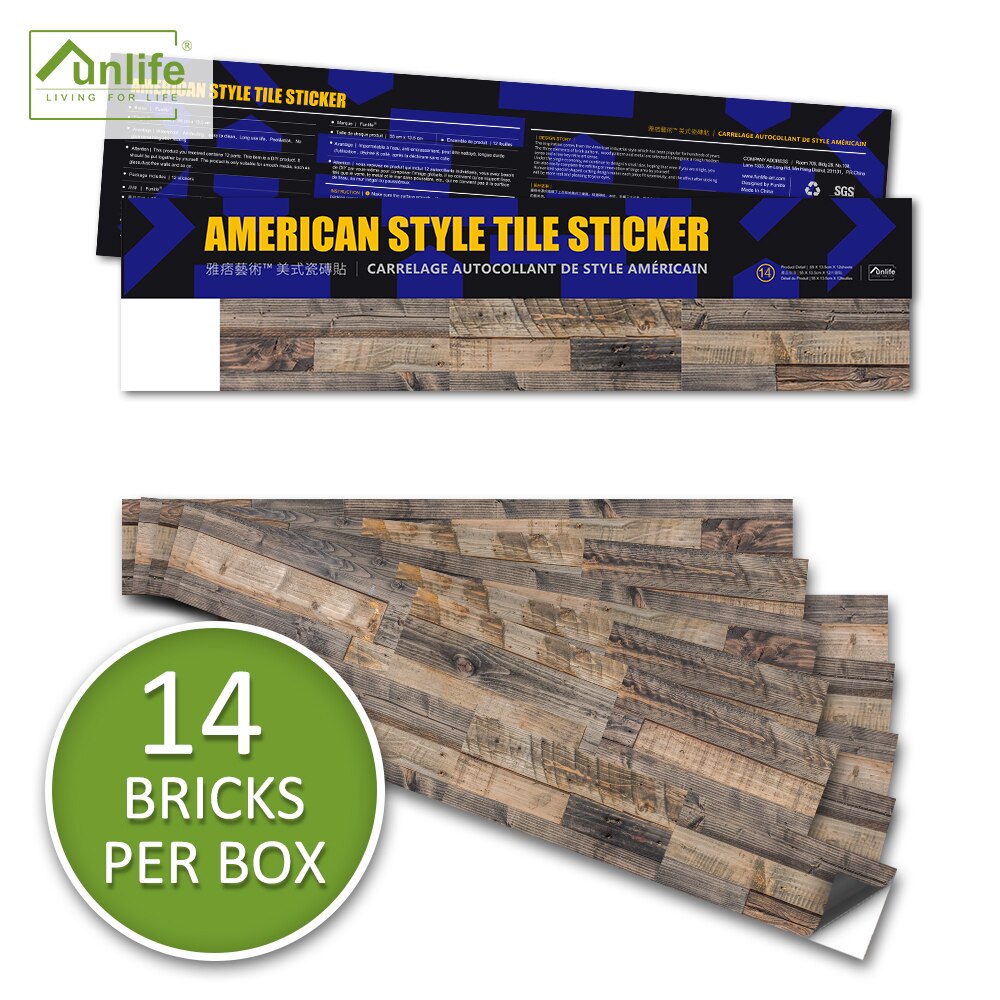 Funlife® american style™ 14 stk naturlig tre bakplate fliser gulvklistremerke peis vanntett baderomsinnredning