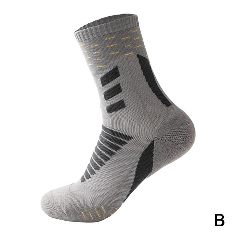 1Pair Cycling Thicken Men Basketball Socks Deodorant Quick-drying Breathable Running Male Sports Long Tube Sock: long gray