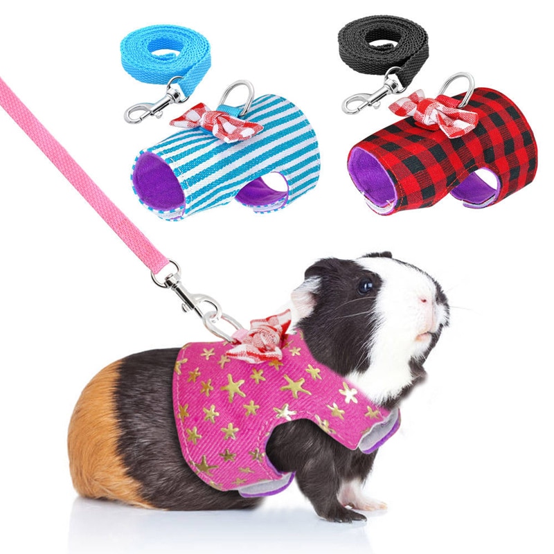 Hamster Harness Rope Pet Hamster Harness Adjustable Pet Rat Mouse Hamster Harness Rope Ferret Finder Lead Leash Small Pet Leash