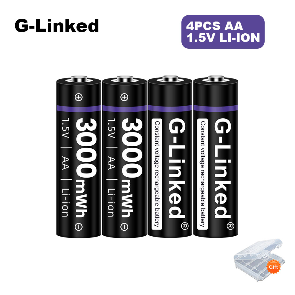 2-16pcs 1.5v AA Rechargeable Battery 3000mWh Li-ion Lithium Liion Li ion 1.5 Volt AA 2A Batteries for Toys Camera Flashlight: 4pcs aa