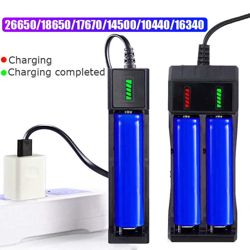 Chargeur de batterie 18650, 1/2/4 emplacements, double chargeur de batterie au Lithium Rechargeable 18650, Compatible avec plusieurs Batteries
