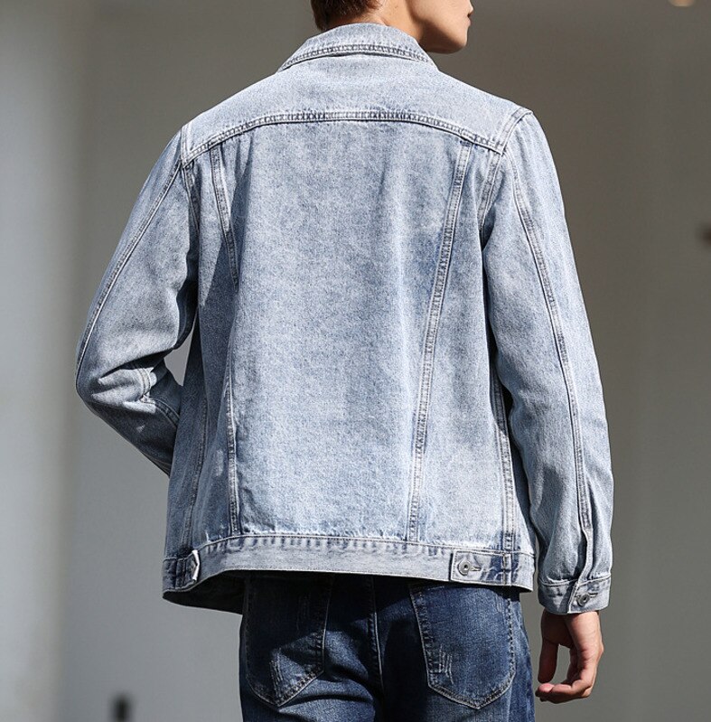 4XL 5XL Cotton Denim Jacket Men Classic Loose Casual Single-breasted Jean Mens Jackets And Autumn