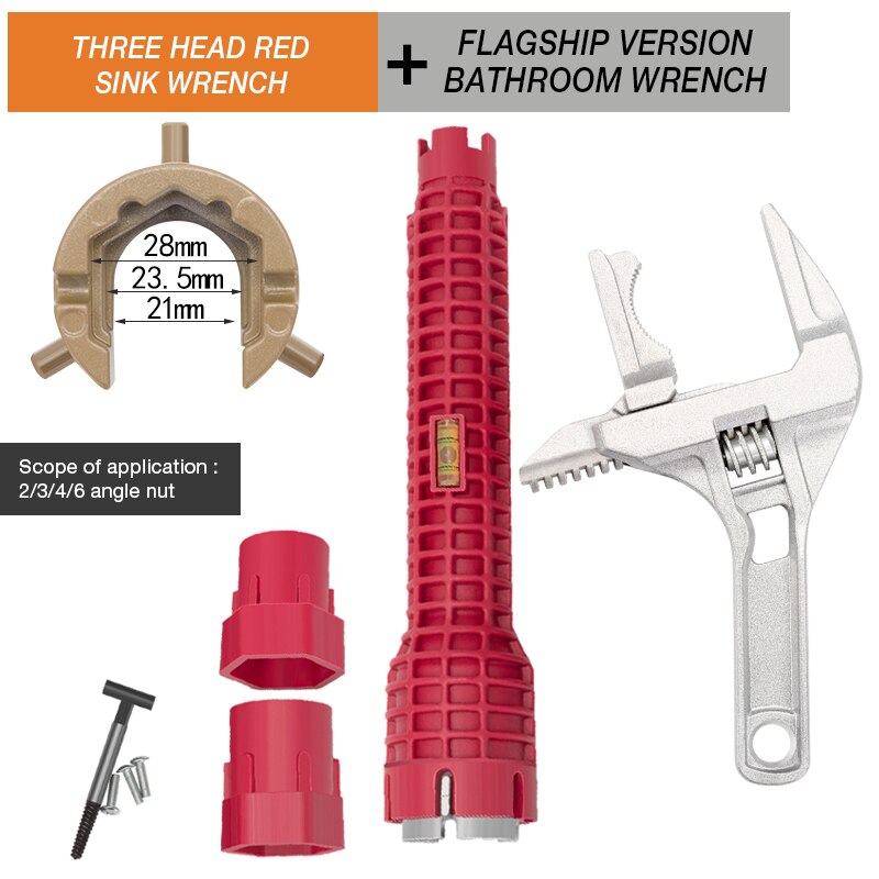 YINLONGDAO Sink Installer Multifunctional Kitchen Bathroom Faucet And Sink Plumbing Installation Extra Long Wrench Tool: A2-B1