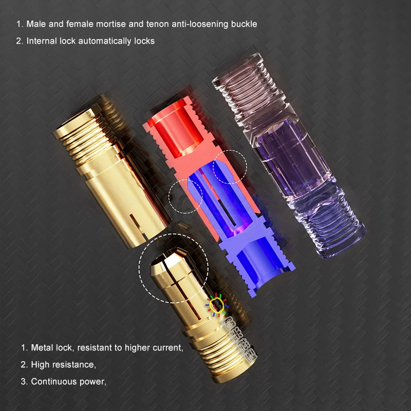 200A REB 6808 PRO D6 Gold-plated Plug 6mm Electric Vehicle Lithium Battery Connector Female No Soldering Required Banana Socket