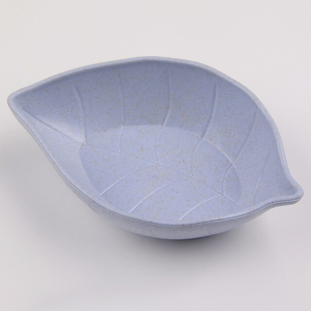 Seasoning Bowl Small Plate Tableware Wheat Straw Plastic Soy Sauce Tray Japanese Multi-Purpose Dishes Mini Pigment Leaf Shaped: Blue