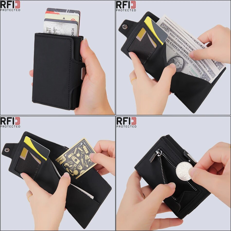 Rfid Carbon Fiber Kartenhalter Männer Brieftaschen Schlanke Dünne Münzfach ID Bank Kreditkarteninhaber Fall Aluminium Minimalistische Smart Wallet