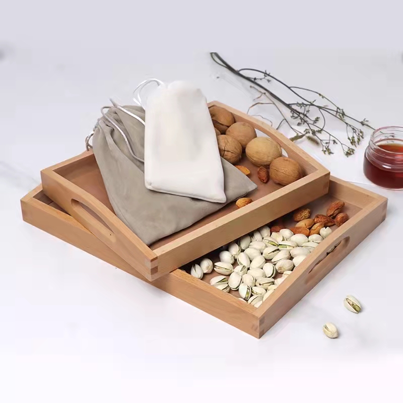 Bamboo Wooden Rectangular Tea Tray Solid Wood Tray trays serving tray Kung Fu Tea Cup Tray Wooden Hotel Dinner Plate