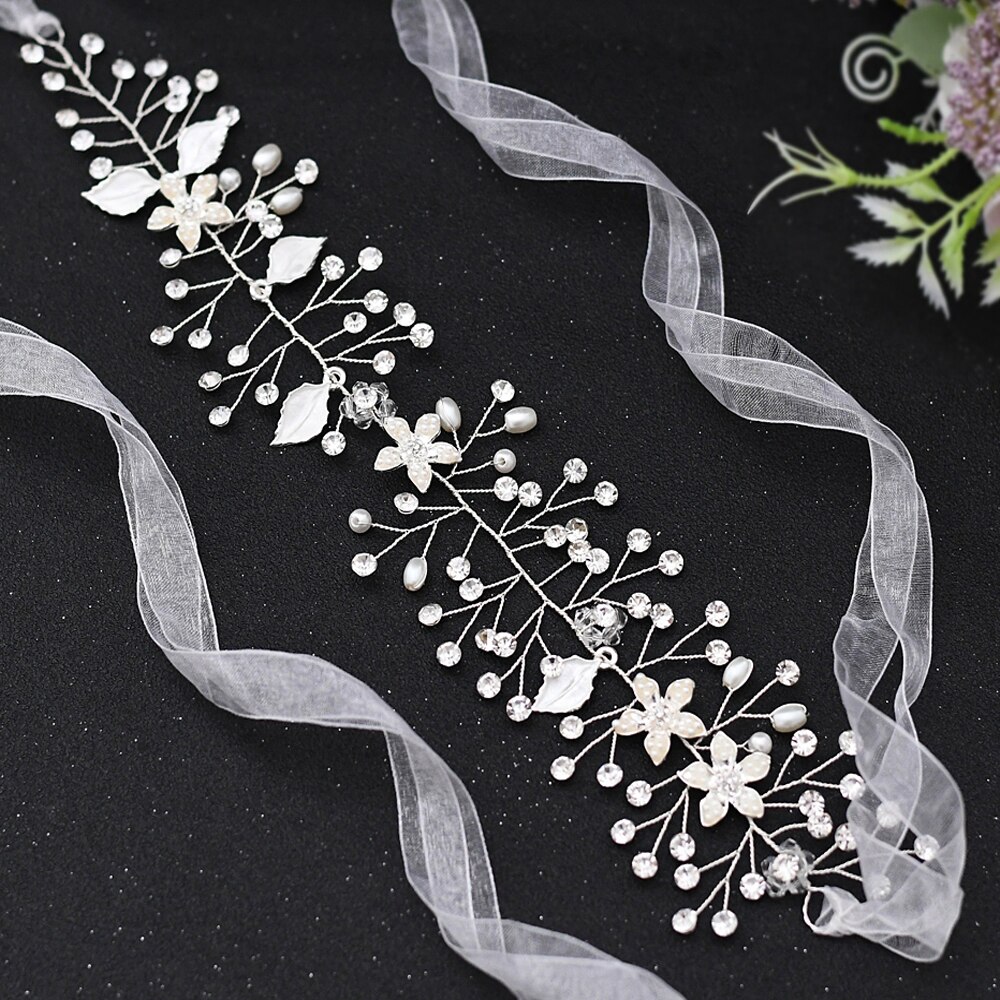 ZMHP236 de enredadera para el cabello de la boda joyería de pelo de la flor de diadema de hojas de pelo de las mujeres de la tocado Hairwear: S-ivory organza