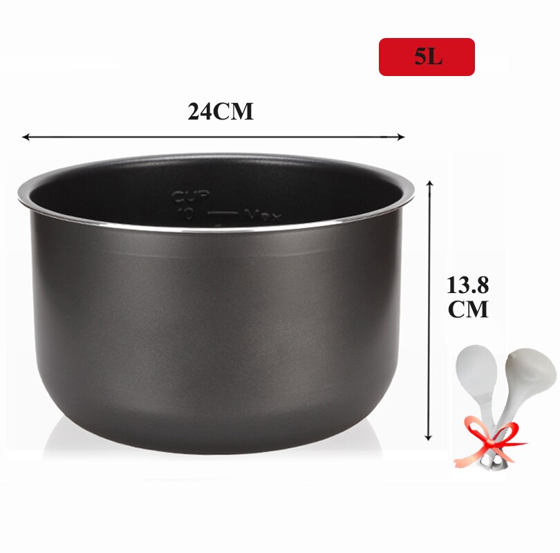 Elektrisk tryckkokare 1.6/3l/4l/5l/6l non-stick pot ris pot inre gall svart svart kristall inre tillbehör spis delar: 5l