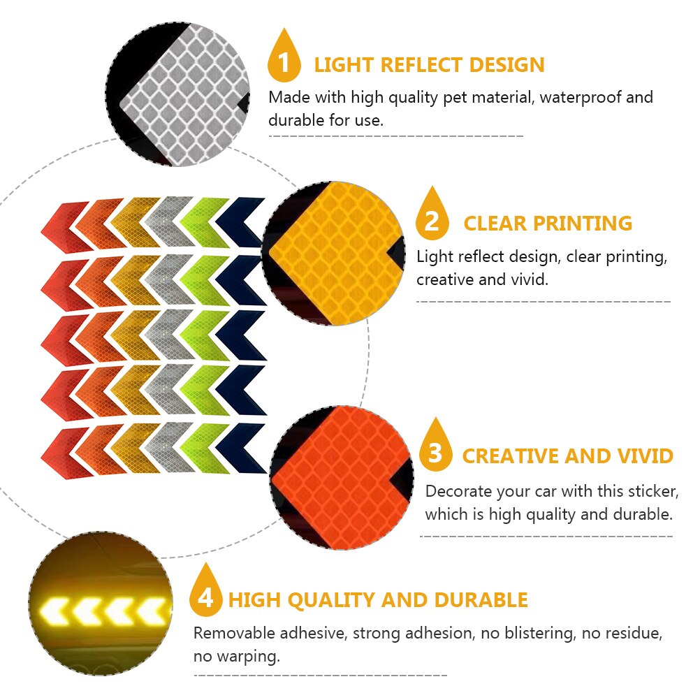 50pcs Practical Window Decal Reflective Sticker Reflective Arrow Window Sticker