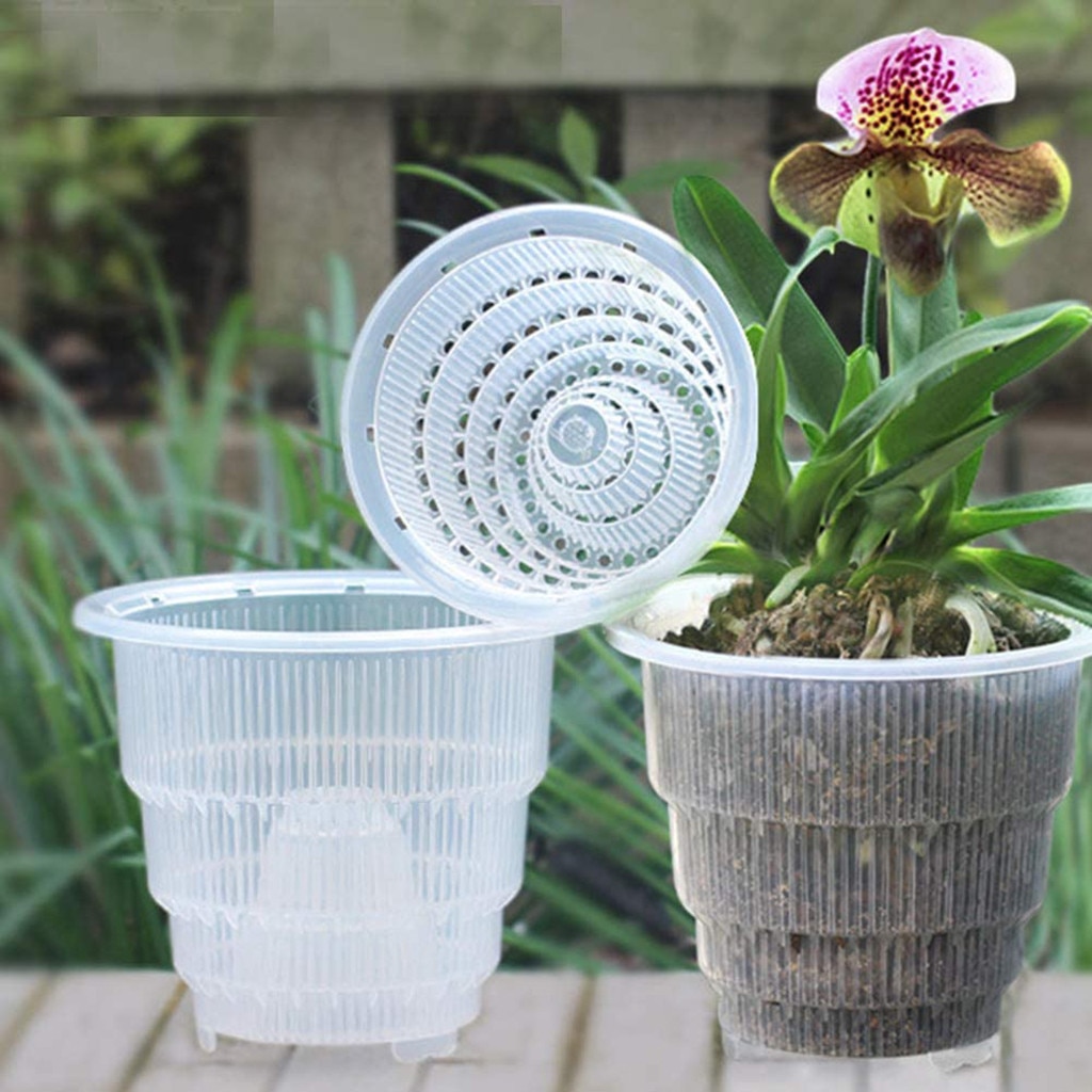 Blomstervase 10/12/15cm orkidé klar urtepotte plastik slidsede åndbare orkidékrukker havekrukker plantekasser горшок для цветов
