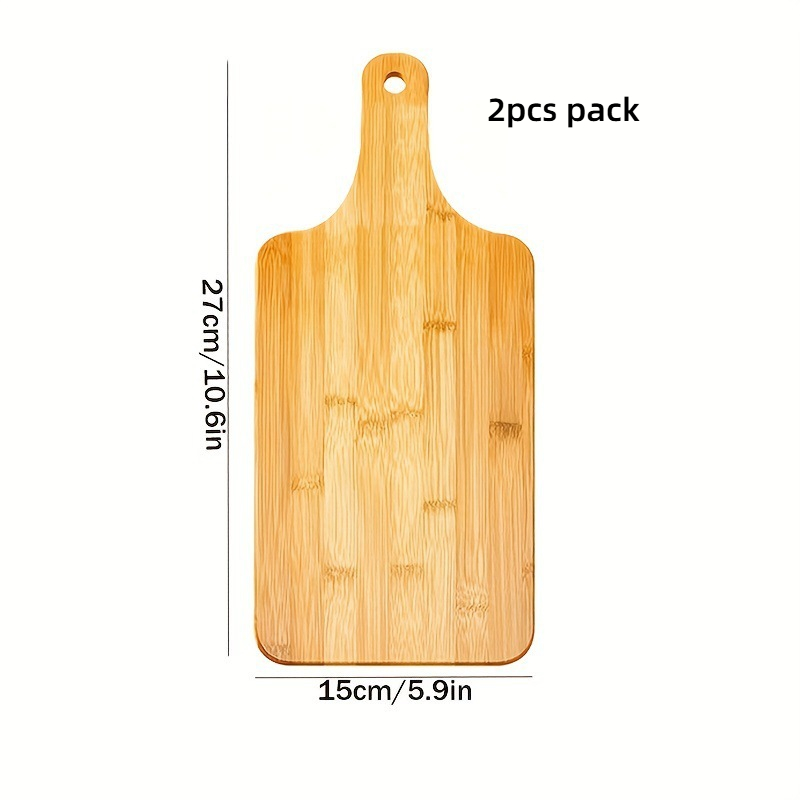 2pcs Wooden Cutting Boards with Handle Bamboo Wood Serving Kitchen Chopping Boards for Pizza Bread Cheese Charcuterie Vegetables: WHITE