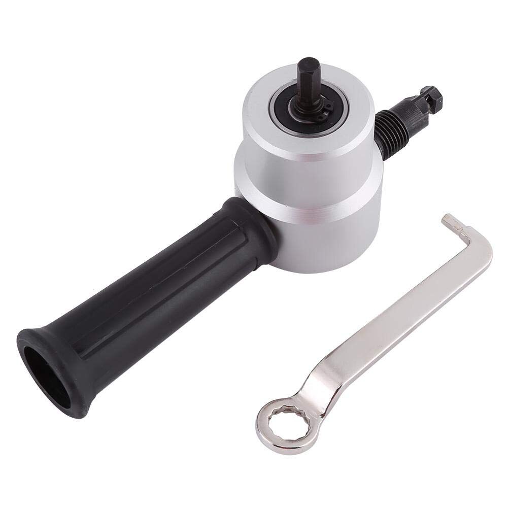 Double Head Sheet Nibble Metal Nibbler Saw 360 Degree Adjustable Drill Attachment Free Cutting Tool Nibbler Sheet Metal Cut Nice: Silver