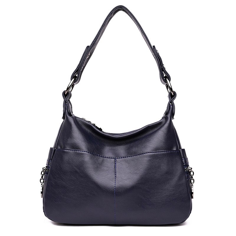 Casual female tote shoulder bag women's soft leather handbags ladies china black wine hand bag crossbody bags for women sac: dark blue