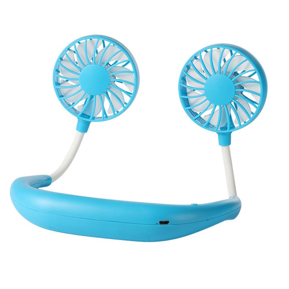 Tembel spor asılı boyun Fan hava soğutucu Fan açık uygun USB şarj yaratıcı öğrenci Mini elektrikli hava soğutma fanı: blue