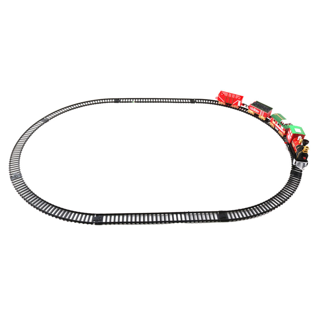 14 Pieces Classic Model Electric Train Set Play Toy Train Set with Tracks, Lights, Sounds and Trees