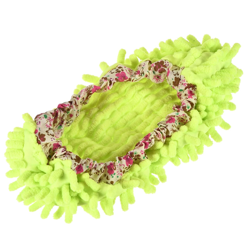 Chinelos de limpeza de poeira de chão sapatos pano de limpeza preguiçoso sapato capa mop chinelos microfibra chenille sapato cobre: Verde / 10pcs