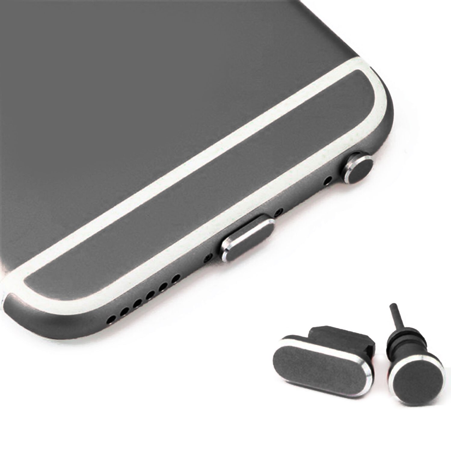 Besegad metal 3.5mm gniazdo słuchawkowe wtyczka pyłu ochrona przed kurzem zaczep na ucho Port ładowania DustPlug zestaw dla iPhone 8X6 6s plus 5S iPad mini
