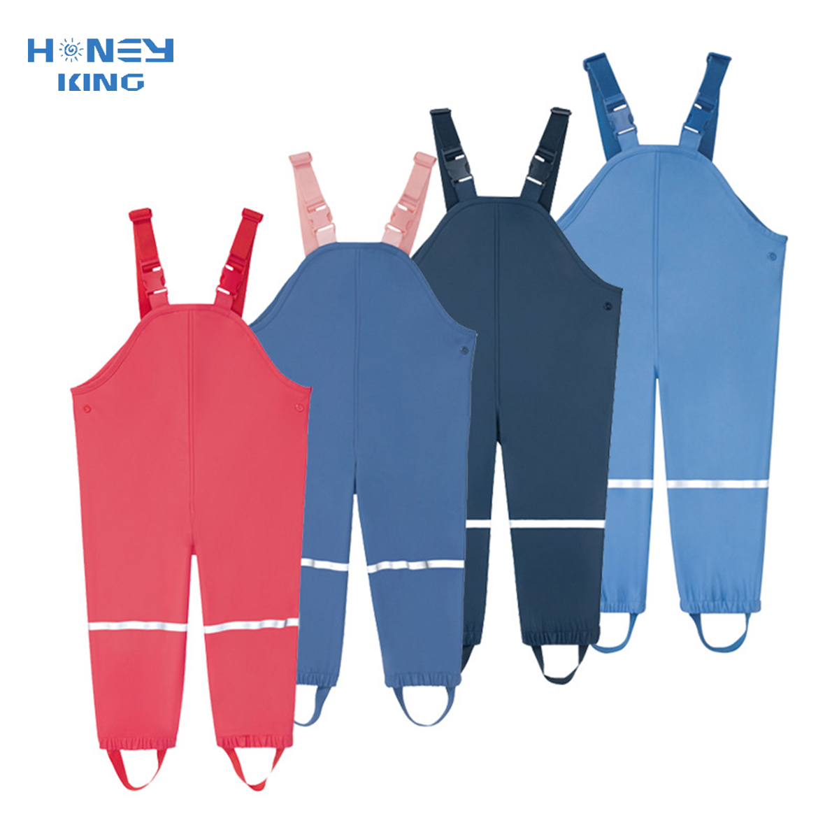 HONEYKING Kinder wasserdicht PU Regen Hose Baby Jumpsuits Jungen Mädchen Overall Hose Kinder Lätzchen Overall Kleinkind Regenjacke Hose