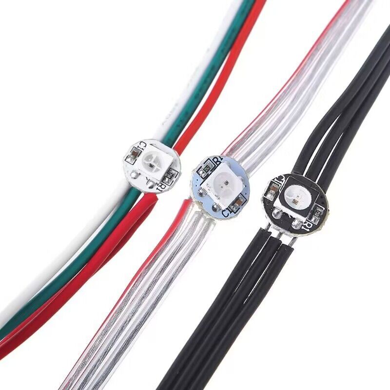 100 pixel/string WS2812B/SK6812 5V RGB adressierbare 10mm runde pixel licht; IP20;5cm/10cm/15cm/20cm abstand; klar/rgb/schwarz draht