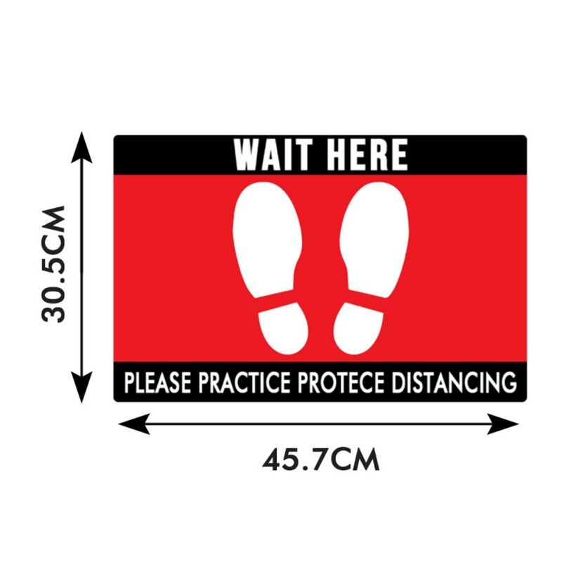 5pack45 * 30cm Social Isolation Floor Decals-safety Floor Sign Mark-keep 6 Feet Away-non-slip Stickers-A4