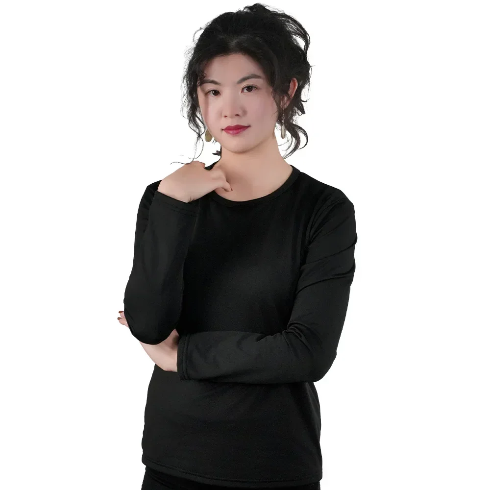 Sexy camisa feminina manga longa estilo coreano magro básico undershirt alta estiramento tshirt topo das mulheres roupas t camisa feminina: XXXL / Preto