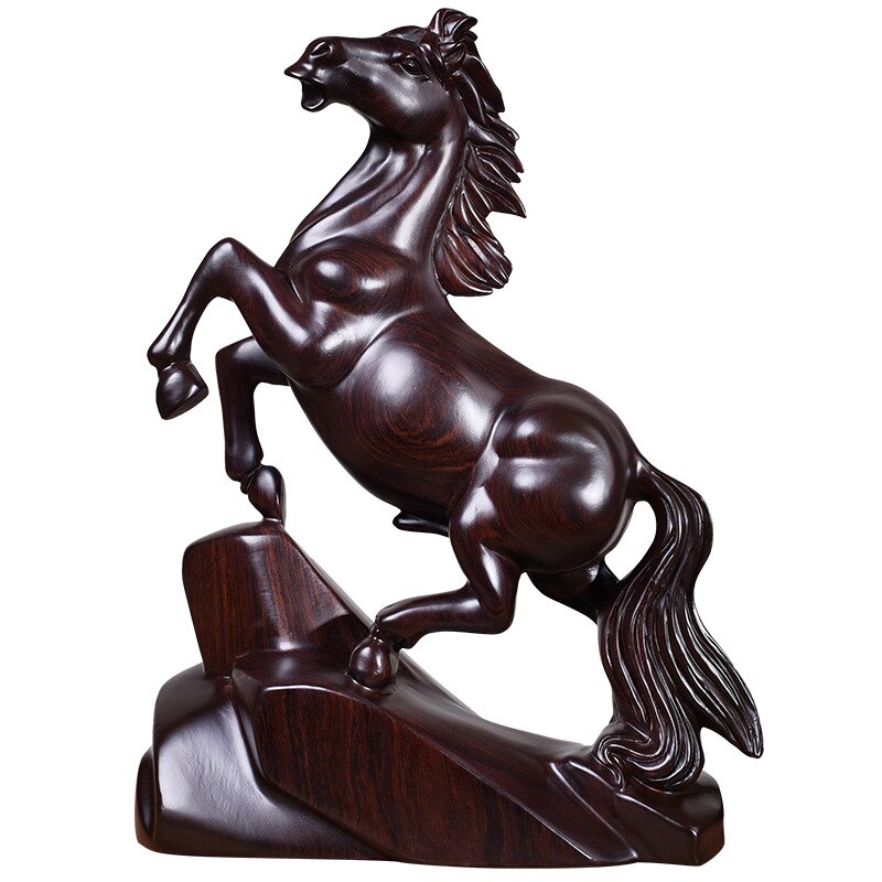 Massivt træ hest til succes statue moderne kunst hel træ skulptur hjem stue kontor dekoration statue: 3 / L