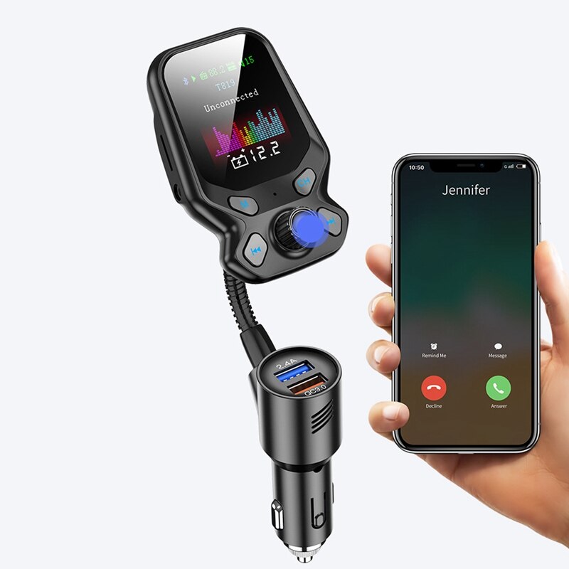 Bluetooth 5.0 Fm Transmitter Car Kit 1.77In Scherm Draadloze Fm Radio MP3 Speler Adapter Aux U Disk Tf Card Mp3