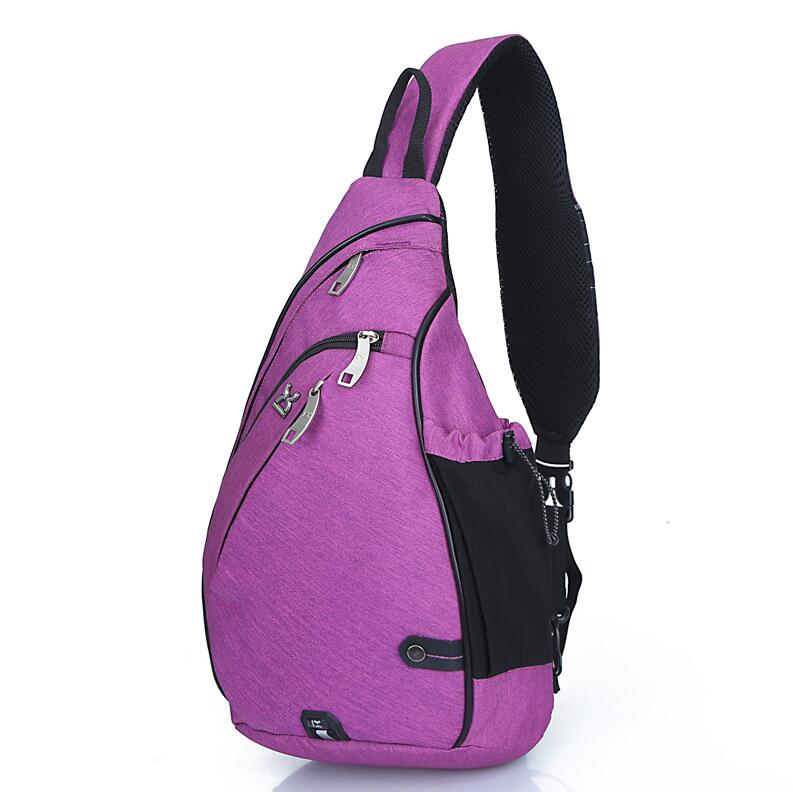 Brand Large Capacity Male Chest Bag Nylon Men School Bags Modern Shoulder Bag Unisex Crossbody Bags Messenger Pack: Purple