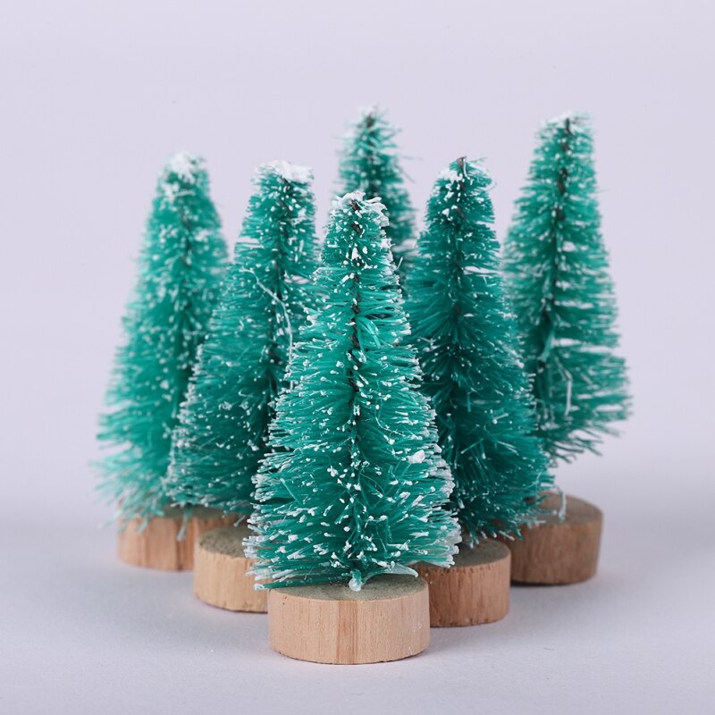12pcs Mini Xmas Tree DIY Christmas Hanging Year Sisal Silk Glitter Tree For Home Table Xmas Ornaments Festival Atmosphe