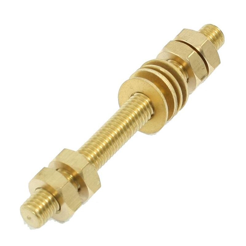 8mm x 80mm Threaded Rod Brass Double Headed Bolt Fastener with Hex Nuts