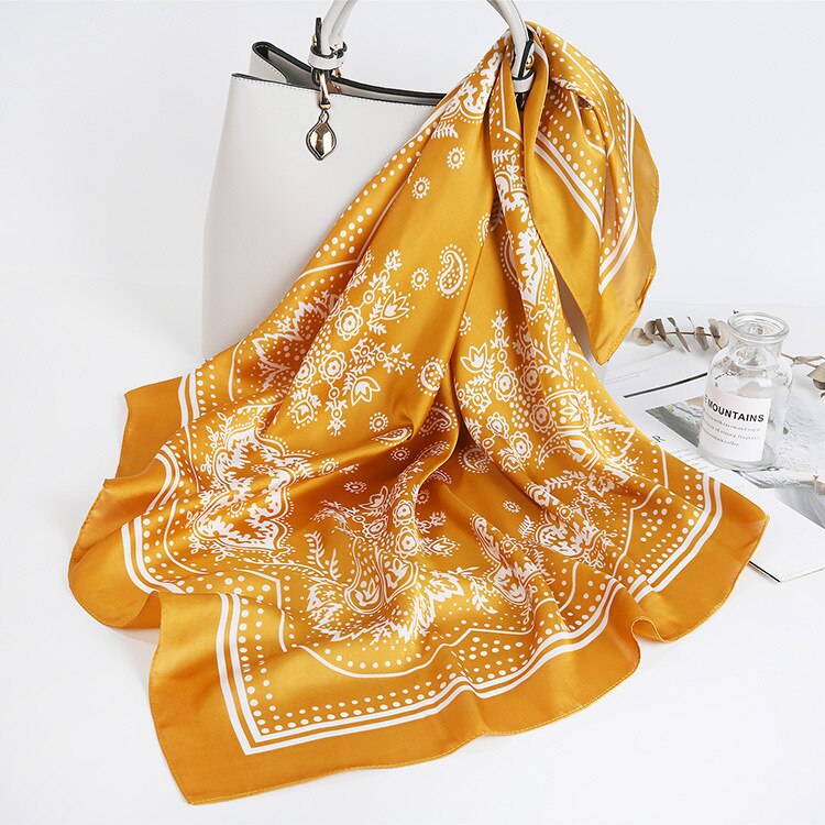 Hovedtørklæde damemærke luksus plaid print tørklæde hals silketørklæder 70cm firkantede sjaler og wrpas hår tørklæder bandana: B080-11