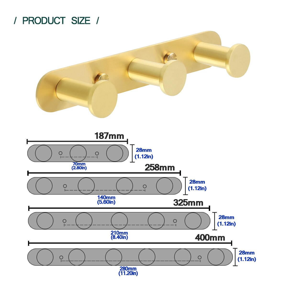Gancho para colgar en la pared del baño, Perchero de acero inoxidable 304, accesorios de baño negros, 3-6 ganchos