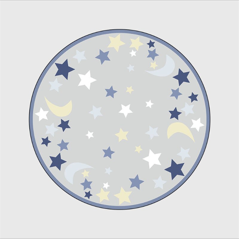 Stue tæppe måne stjerne mønster skridsikker rundt tæppe område tæppe, soveværelse stue spisebord tilbehør håndvask: 40cm diameter