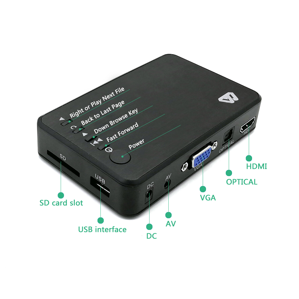 Mini Full HD Media multimedia Player Autoplay 1080P USB External HDD SD U Disk Media Player With HDMI Cable VGA AV FOR MKV RMVB