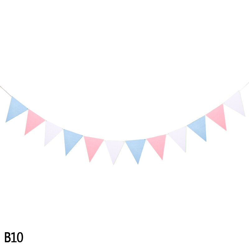 2.5m 12 flaggor bunting banderoller vimpel non-woven girlander flaggor baby shower bröllopsfest vimplar hängande girlander dekor tillbehör: B10
