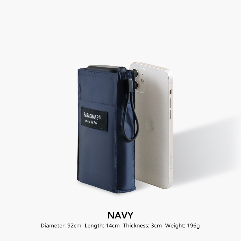 PARACHASE Flat Umbrella Sun Men Women Ultralight UPF50+ Mini Pocket Sun Umbrella Windproof Small Parasol Black Rain Umbrella: Navy