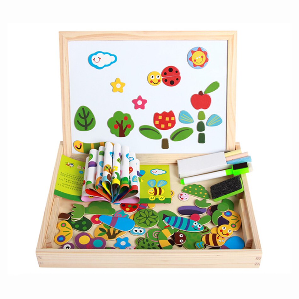 Wood Learning Educational Puzzle Toys Wooden Magnetic 3D Figure Animals Vehicle Circus Drawing Board Toy For Children Kid: Color 10