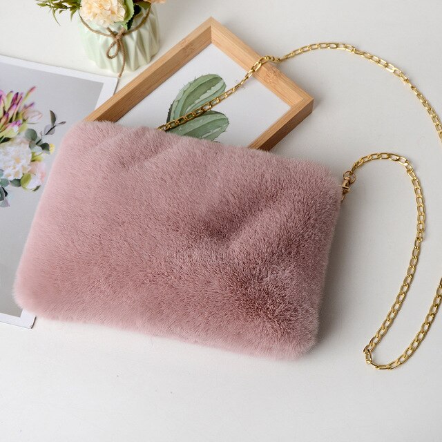 Women Heart Shaped Bag Female Chain Messenger Bag Plush Love Shoulder Crossbody Bag Valentine's Day: K